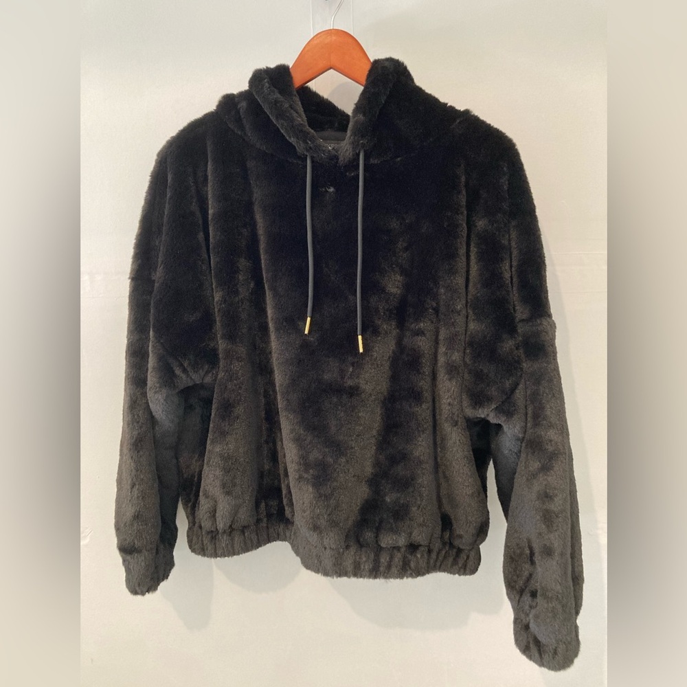 SILKIEST Black Faux Fur Hoodie